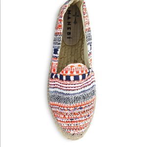 Manebi Ibiza Stripe Tweed Espadrilles Flats 10 NWT